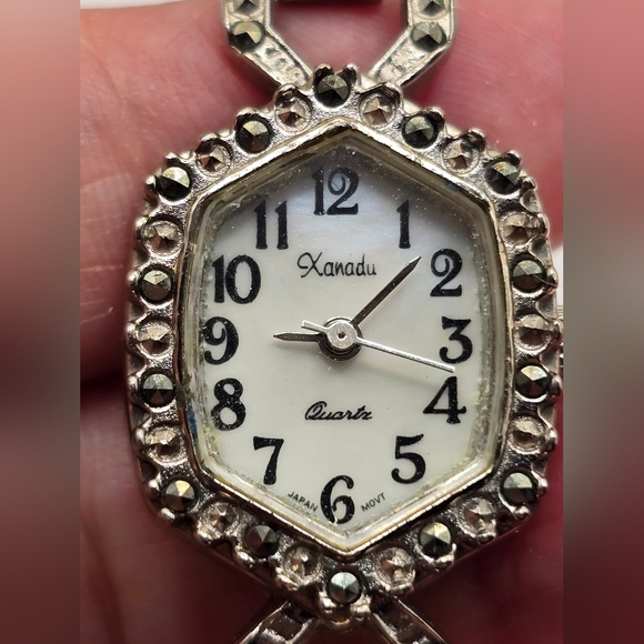 Xanadu Quartz Japan Movement Faux Turquoise & Marcasite Vintage Watch - Picture 12 of 13